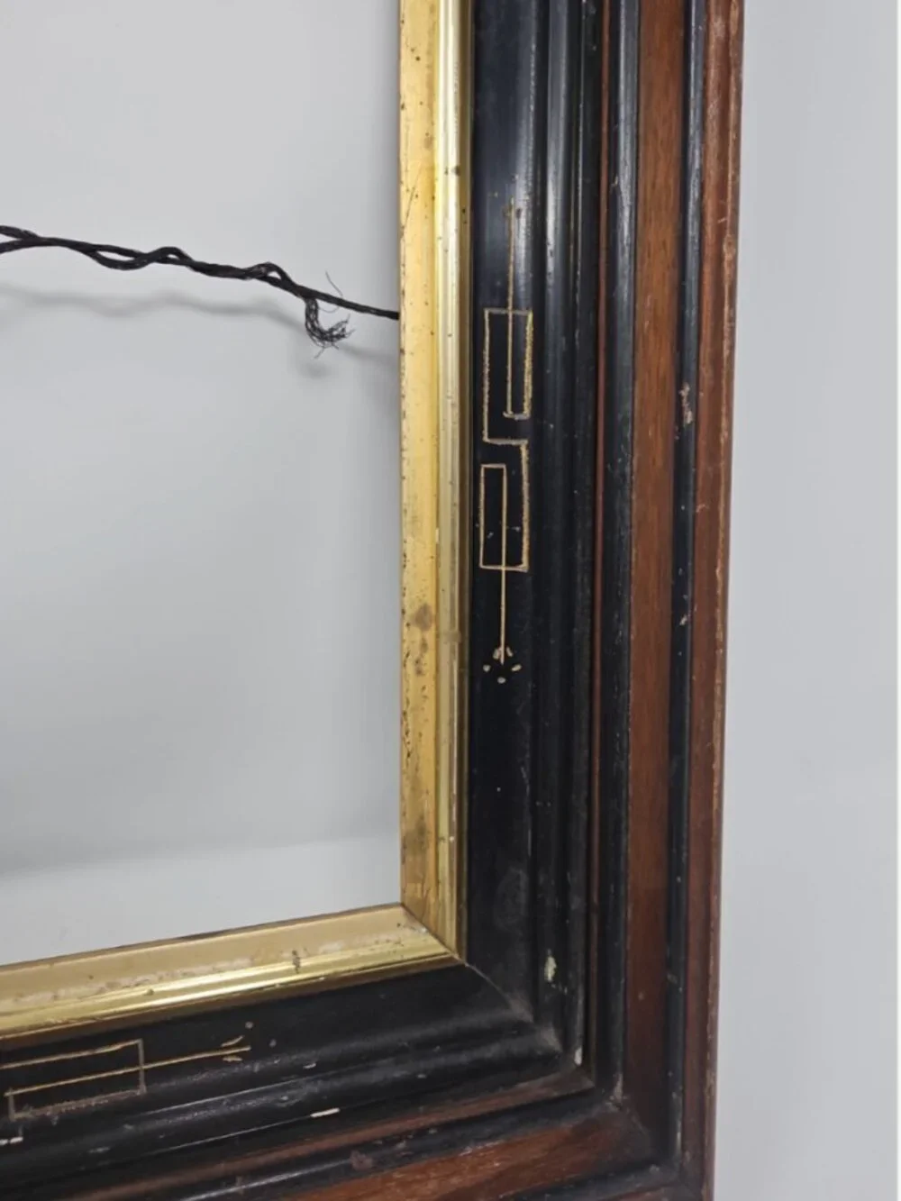 Antique 19th Century Victorian Eastlake Picture Frame Ebonized Wood Deep Cove